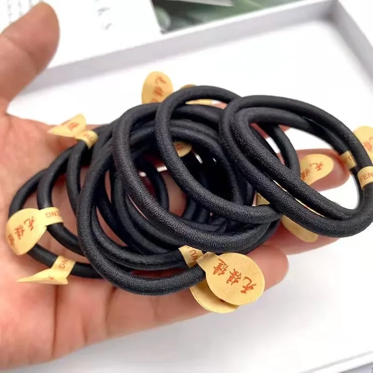 【甄选】高弹力发圈黑色无接缝橡皮筋加粗6mm尼龙发绳简约扎头绳