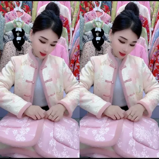 （送运费险）冬季新款加绒加厚新中式国风棉衣棉服女大码外套花棉袄