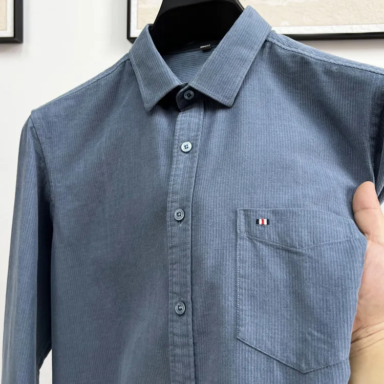 in cotton sea灯芯绒有口袋衬衫男士秋冬款条绒纯棉休闲长袖衬衣