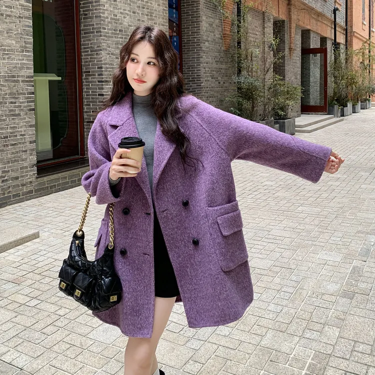 气质韩系轻奢感百搭大衣女2025冬季新时尚高级感轻熟风西装呢外套