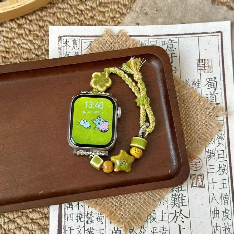 新中式原创陶瓷表带编绳手链小众设计适用小米iwatch华为红米表带