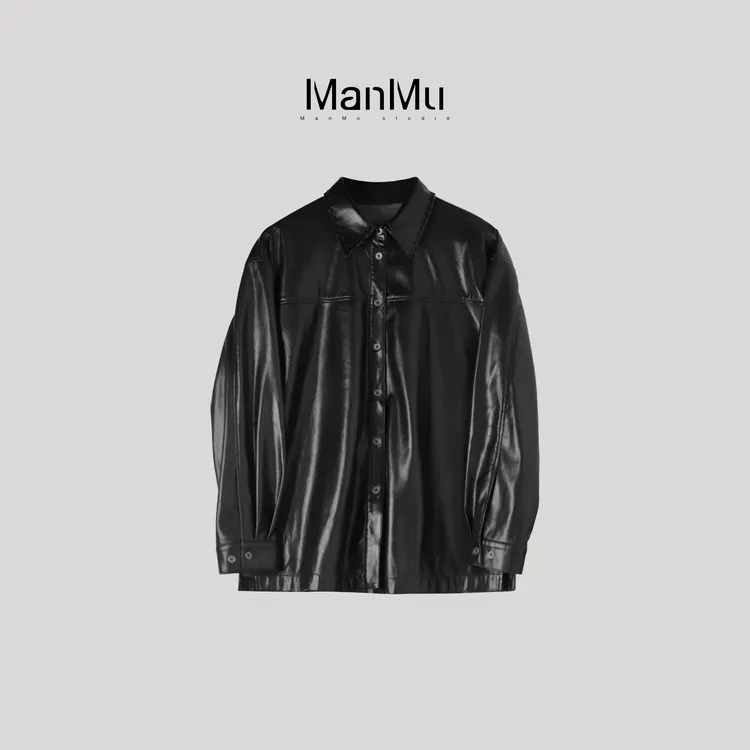 满目ManMu 【张琪专属】高级定制秋季时尚百搭皮衬衫350523