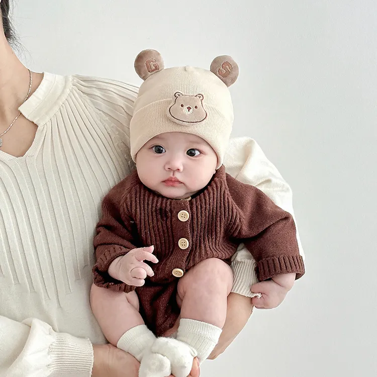 婴儿帽子秋冬季针织帽小月龄护耳帽超萌宝宝冬天外出婴幼儿毛线帽