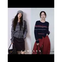 费尔岛糯感开衫 复古提花合身正肩显瘦长袖短针织外套 QHA3060