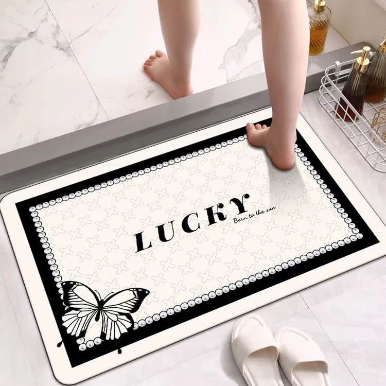 硅藻泥小香风地垫卫生间浴室防滑吸水速干家用玄关入户门脚垫子