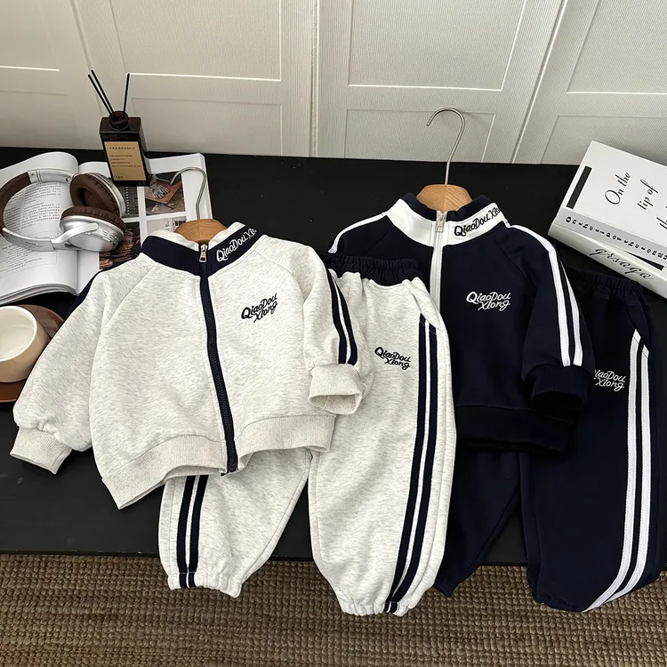 秋季新款亲子套装刺绣外套长裤两件套韩版宽松男女宝同款