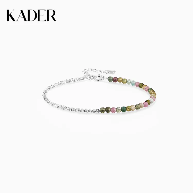 KADER/卡蒂罗小欢玺碎银手链女款碧玺极细彩虹天然彩色宝石手串