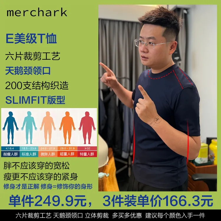 【清算X2】净版纯色100支200支织造丝光长绒棉6片裁圆领夏短袖t恤男
