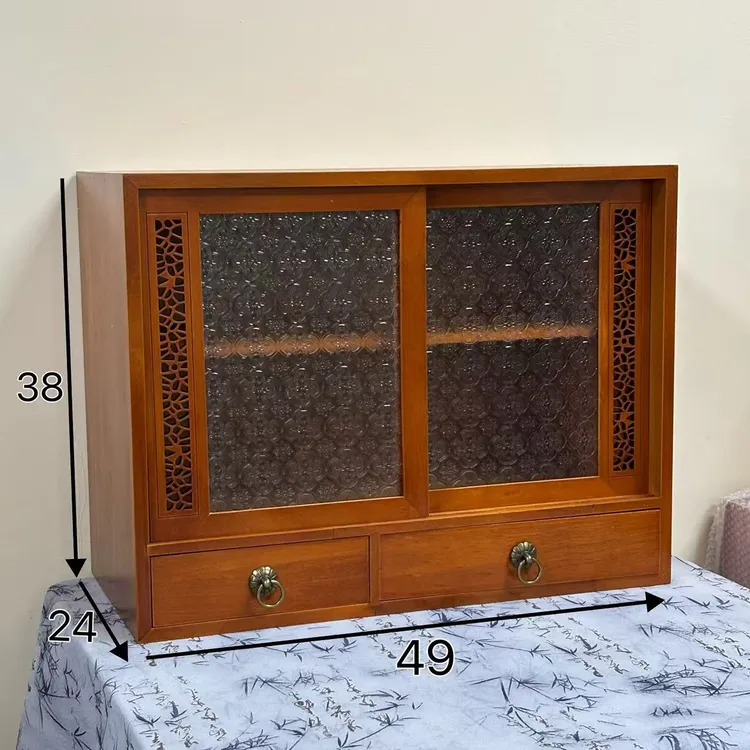 雕花实木收纳柜复古餐边储物柜厨房客厅茶具咖啡杯子展示置物柜