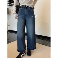 【5681-深蓝】ouna家秋季  瘦瘦线- 无弹力显瘦直筒牛仔裤