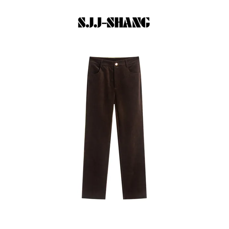 SJJ-SHANG【咖韵】超细21股慵懒风纯色通勤百搭直筒裤q135788p