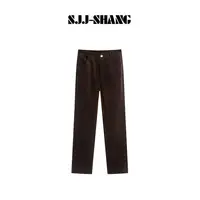SJJ-SHANG【咖韵】超细21股慵懒风纯色通勤百搭直筒裤q135788p