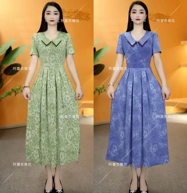 【衣雅严选】8217-2165#新款时尚款双层翻领系带气质减龄款连衣裙