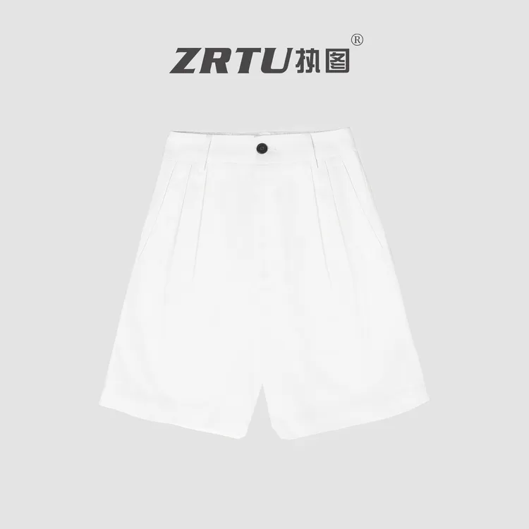 ZRTU/执图高腰女士夏季短裤阔腿简约休闲裤