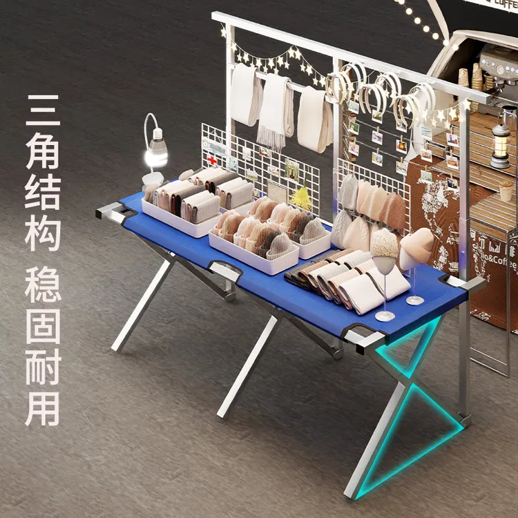 摆摊折叠货架夜市地摊便携折叠桌展示架摆摊专用伸缩架竹席地摊架