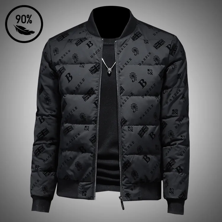 简纳曼克轻奢高档羽绒服男士冬季90白鸭绒加厚外套时尚植绒羽绒衣