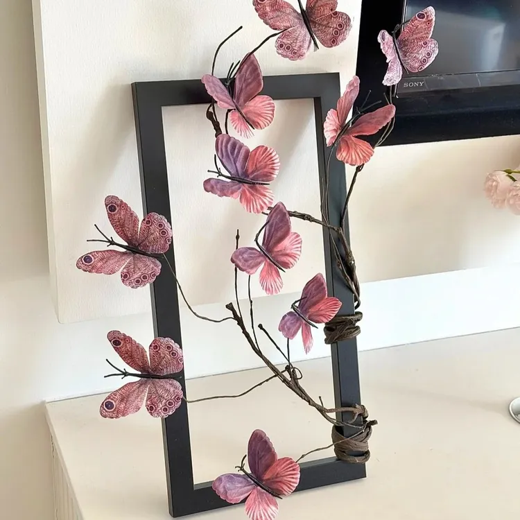 假花装饰仿真枯枝蝴蝶干枝插摆创意橱窗摆设家居花艺摄影道具摆件