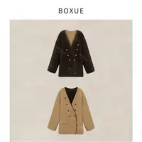 BOXUE“古典小镇”2025秋季两面羊毛轻奢拼接棉服 外套#250923W5109