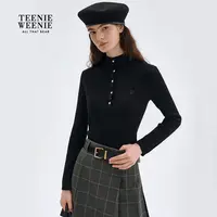 TeenieWeenie小熊女装毛针织衫25秋新修身中领毛衣女TTKW258TW2A