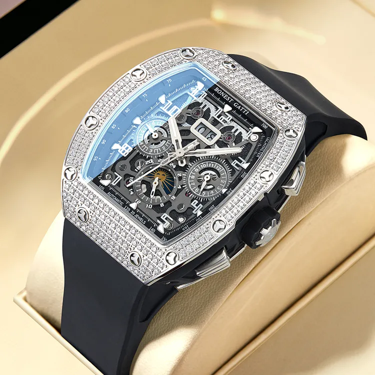 2025新款布加迪手表全自动多功能男士机械表防水时尚酒桶形轻奢 S
