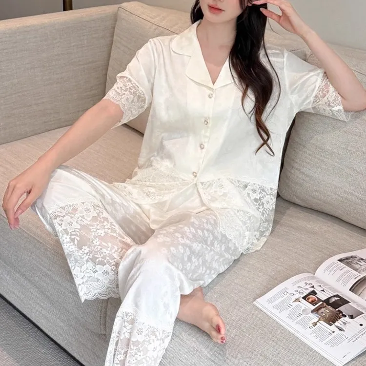 gpsunlu蕾丝高级感宫廷风睡衣女轻奢甜美少女千金风家居服可外穿