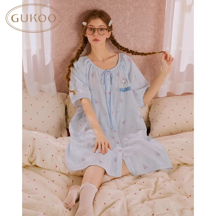 【Gukoo/果壳】夏季睡衣纯棉睡裙宽松玛丽猫联名薄款甜美舒适家居服