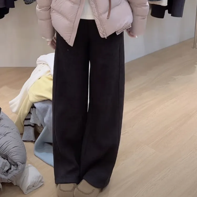 92120魅雅韩系【拖地裤】小个子窄版直筒拖地裤加厚不加绒2025新款