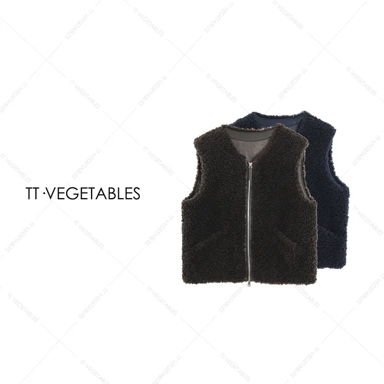 噢芬/小个子【鸥渚】 百分百羊毛麂皮绒显瘦马甲外套无袖坎肩522266