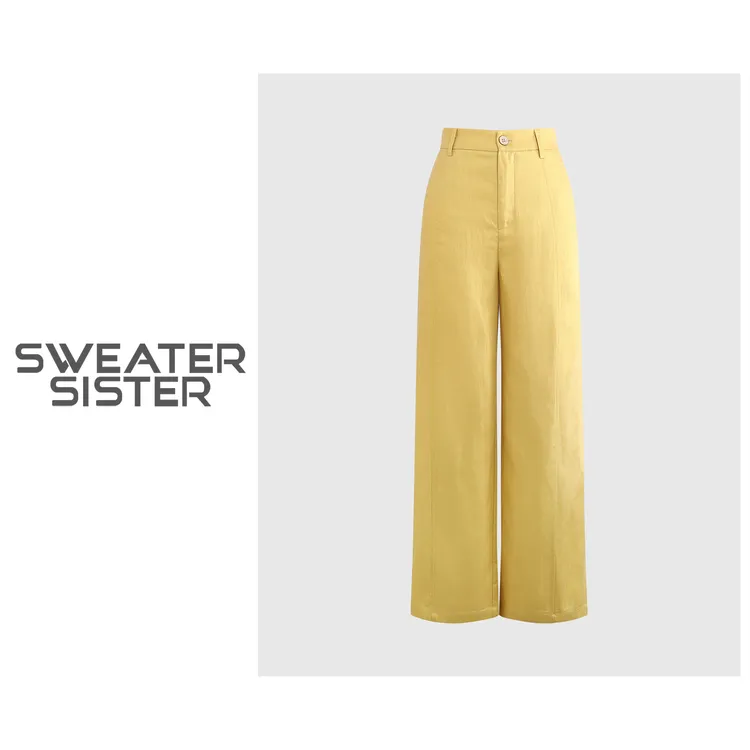 韩系简约高腰显瘦休闲直筒裤女200-A2518