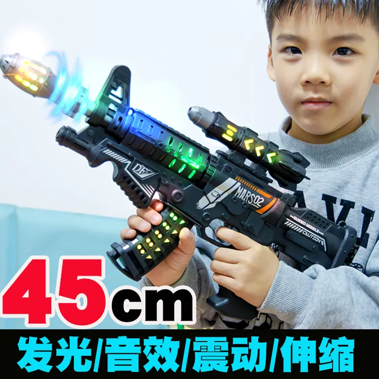 发光电动玩具枪声光震动音乐儿童2-3-6岁冲锋枪充电男孩宝宝玩具