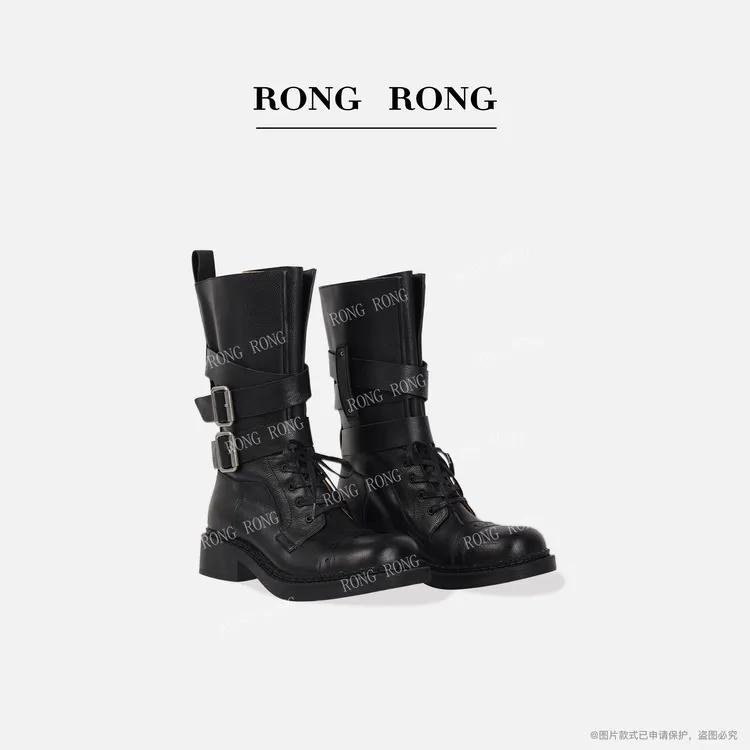 溶溶RONGRONG 反绒牛皮复古英伦风皮带扣女士马丁靴0707RX1