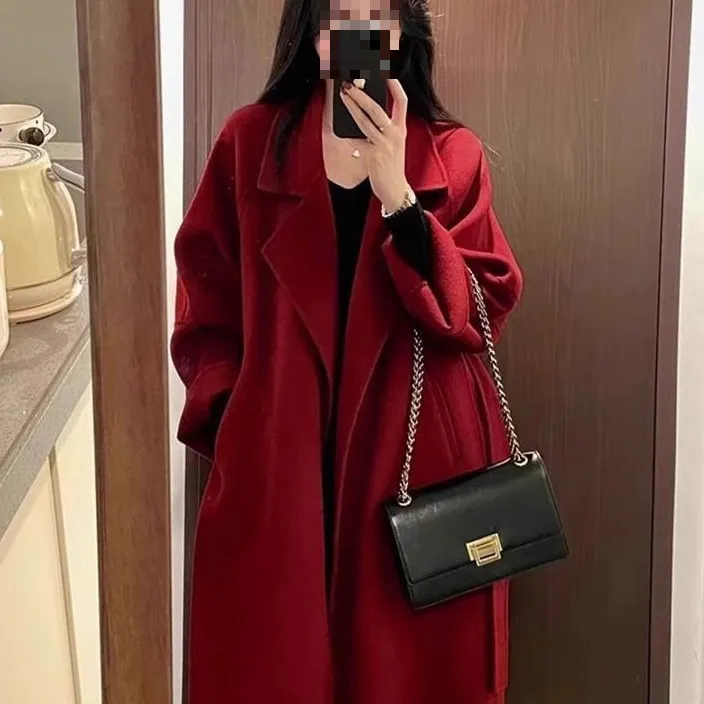 羽绒服长款内胆可拆卸双面绒毛呢大衣女2025冬新款韩板感加厚外套