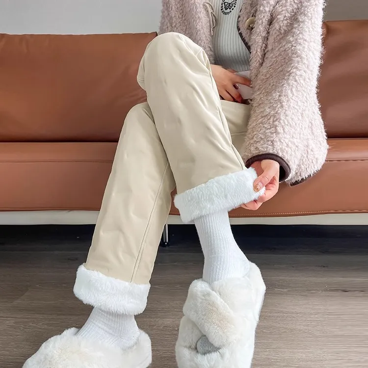 东北直筒羽绒裤女2025新款加绒加厚宽松显瘦哈尔滨穿搭防寒棉裤子