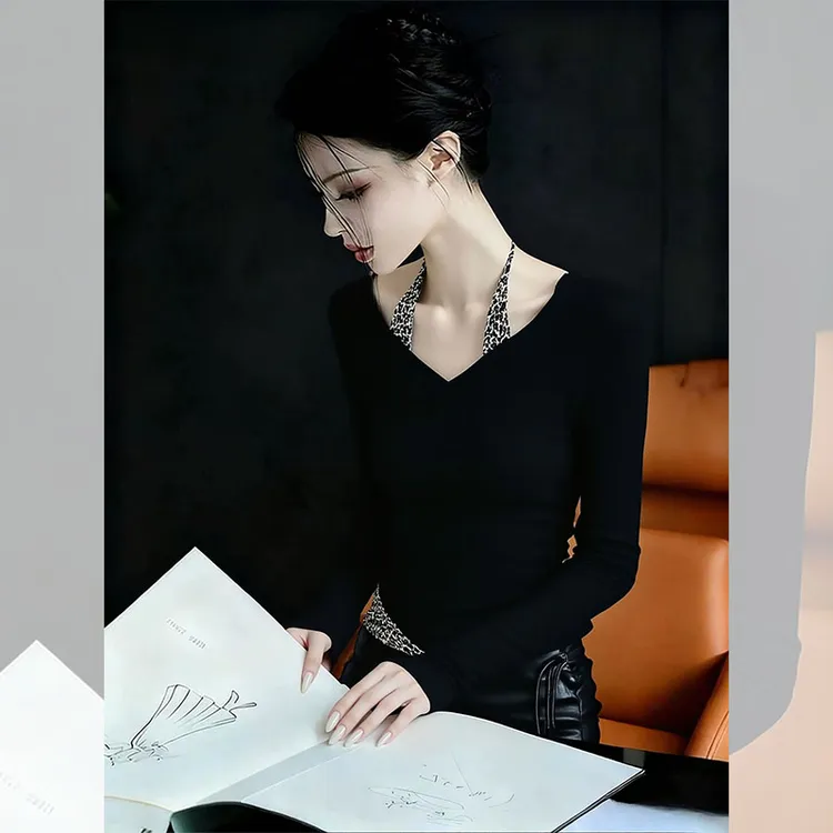 别致独特漂亮内搭挂脖小衫假两件长袖t恤洋气上衣服女韩系秋冬装