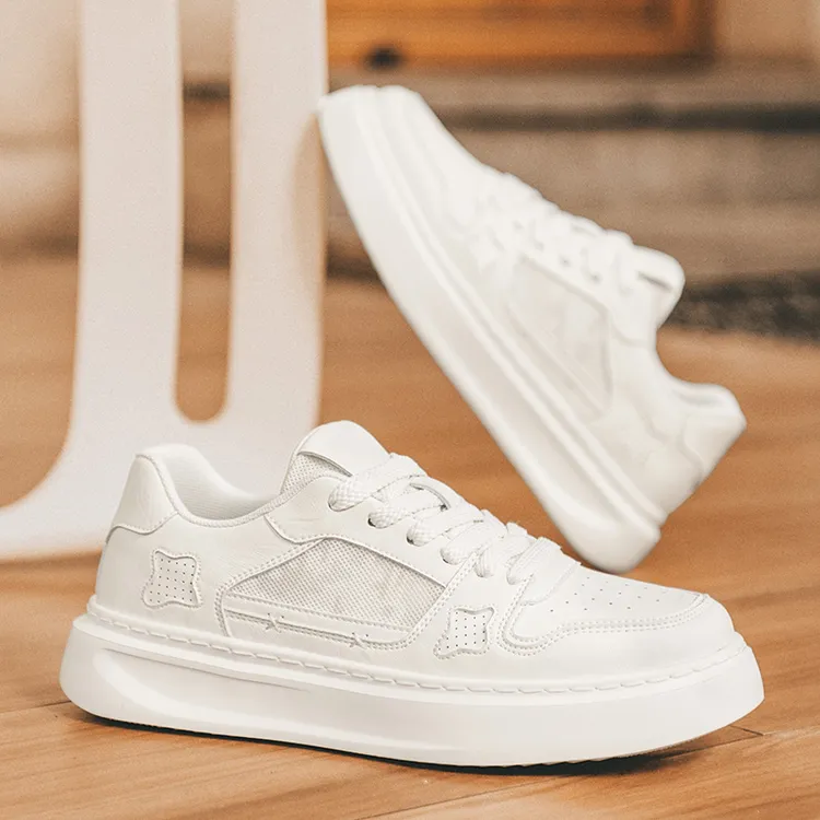 男鞋夏季西装小白鞋男士百搭潮流软底透气夏款皮面防水高级感板鞋