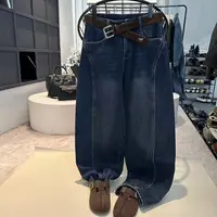《姚家优麦汇》K7557冬款水洗加绒弯刀牛仔裤显瘦百搭新款裤子女