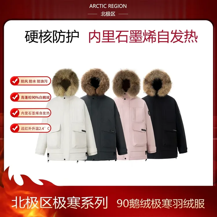 【北极区  攀登系列】90鹅绒貉子毛领石墨烯情侣极寒羽绒服5801