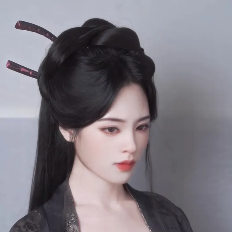 3d打印长发钗一对汉服头饰