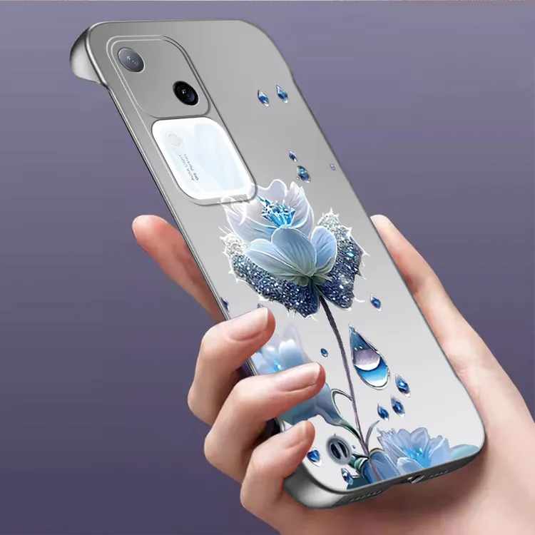 适用VIVOS18无边框s18pro手机壳裸感超薄时尚潮亲肤感散热水珠花