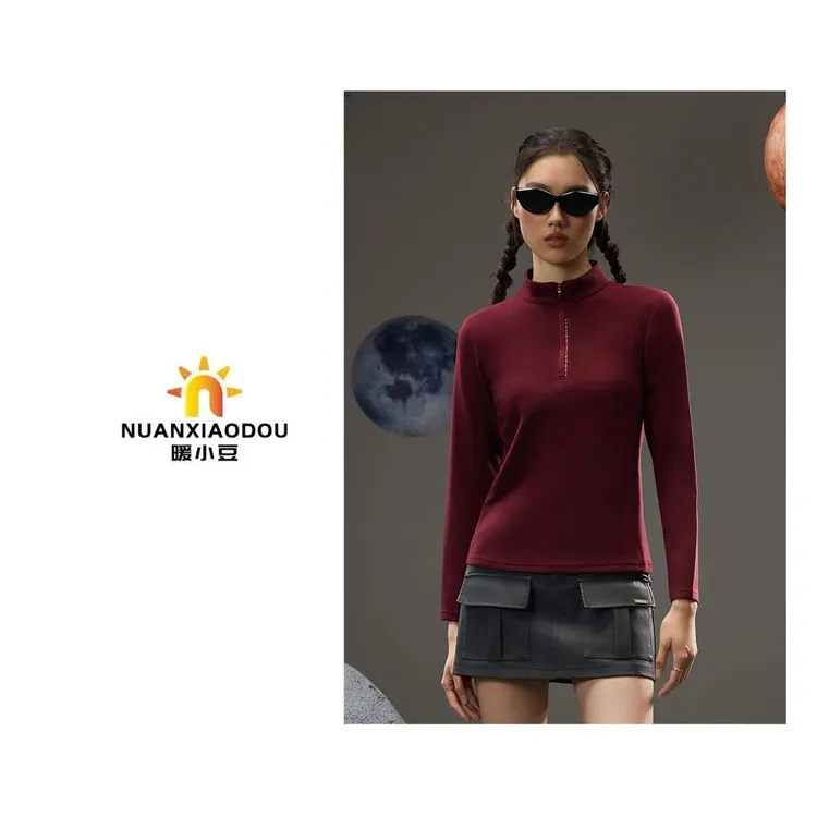 暖小豆「女款拉链领打底」秋冬甄选丝柔细腻打底衣8082