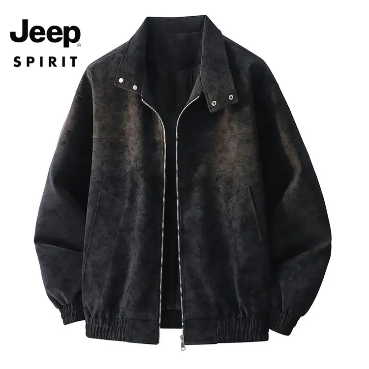 美式复古休闲高级感飞行夹克外套港风PU皮衣男翻领皮衣外套男