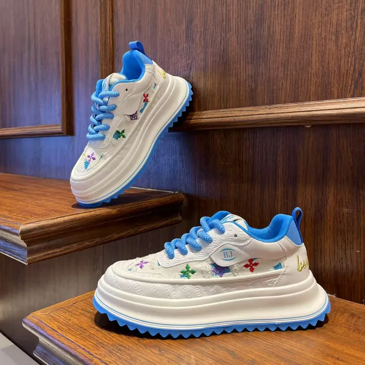 男鞋2025春夏季潮流时尚刺绣小众厚底休闲鞋百搭增高低帮男生鞋子