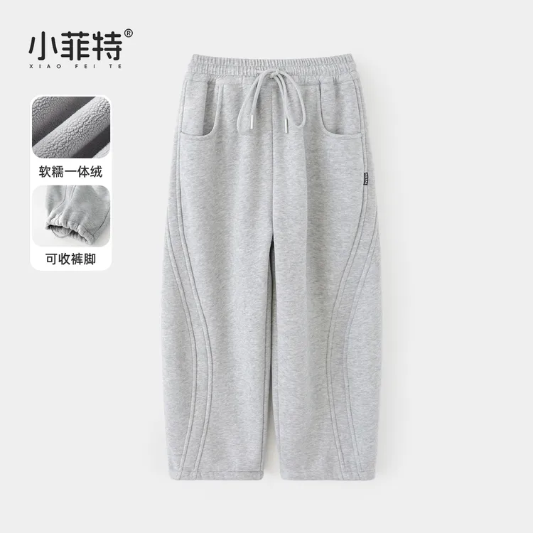 小菲特女童冬装加绒卫裤中大童保暖弯刀裤儿童加厚裤子JMKD57707