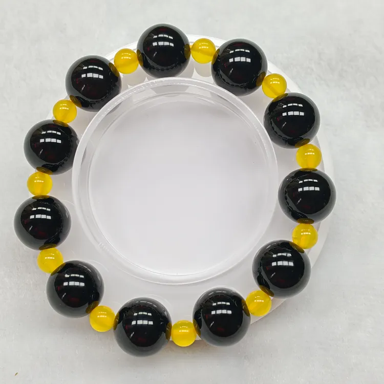 玛瑙（黑色，绿色）彩葫芦（福来）款手串