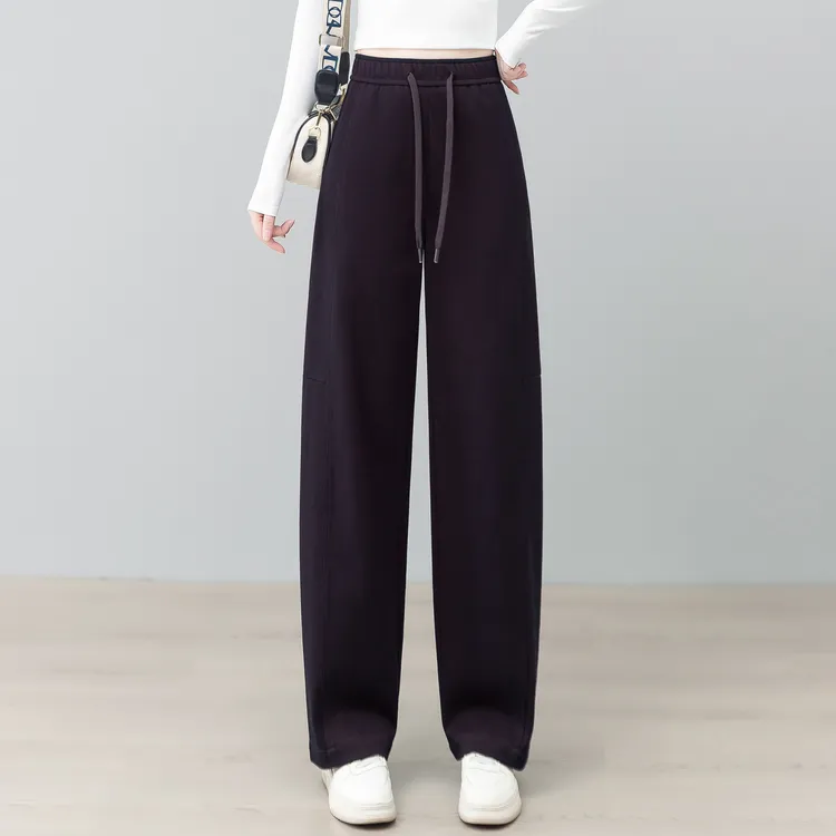 时尚莫代尔棉阔腿弯刀裤女士2025秋季新款高腰显瘦宽松垂感直筒裤