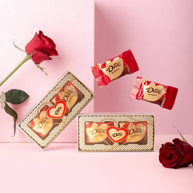 网红爆款德芙礼盒2枚装PVC宝宝满月礼盒高端搭配成品喜糖伴手礼