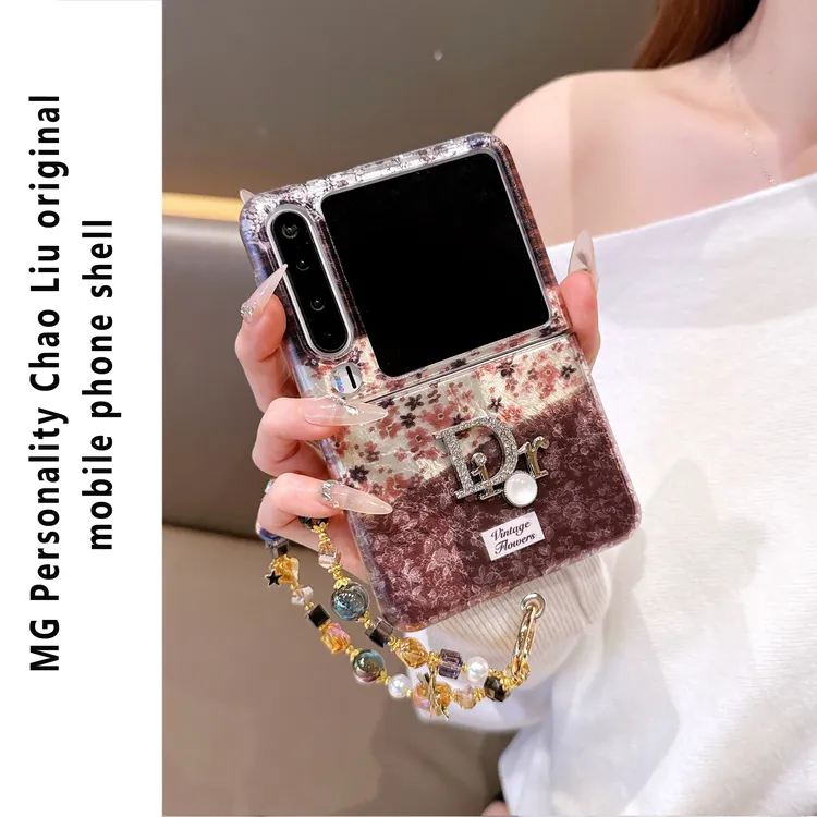 ins风小众油画小碎花字母适用华为PuraX手机壳三星zflip7折叠屏po