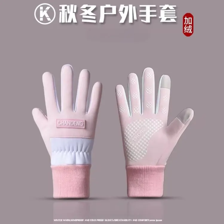2024新款女士保暖手套防水触屏防滑户外约会简约百搭冬季加绒防风