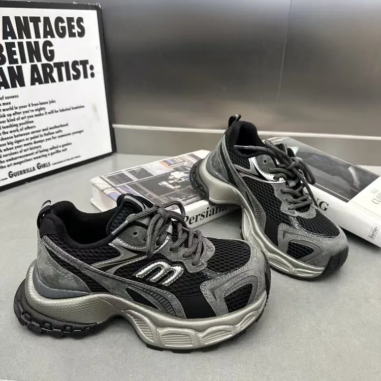 真皮厚底复古老爹鞋女2025新款冬季加绒轻便百搭软底运动休闲棉鞋