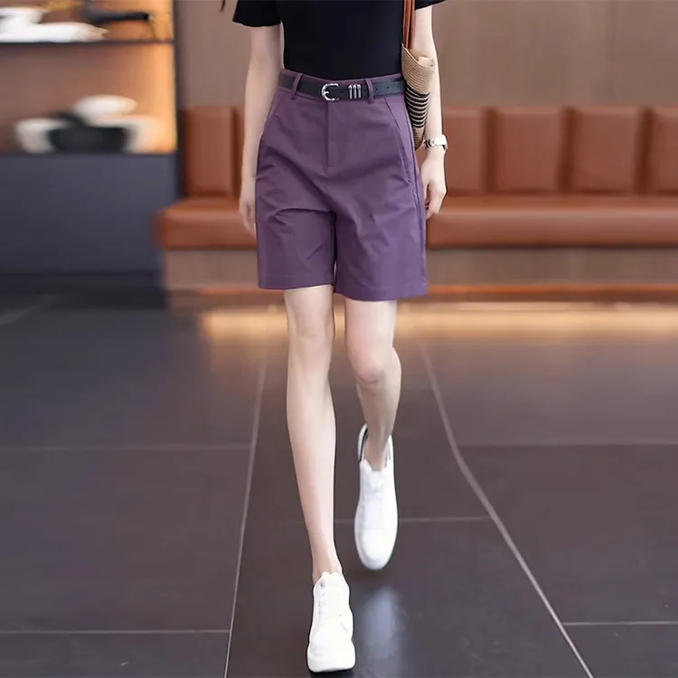 拉夏贝尔2025夏季新款高级西装短裤女气质显瘦宽松休闲直筒五分裤